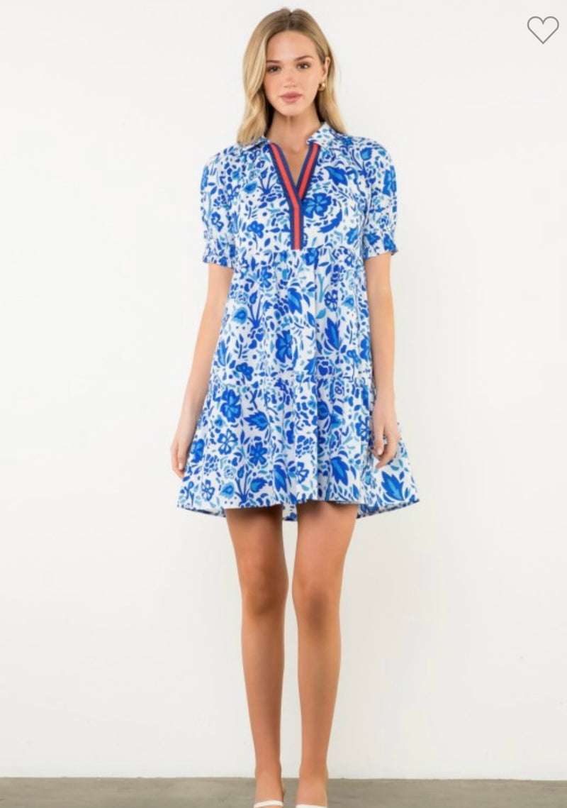 THML Blue Floral Dress