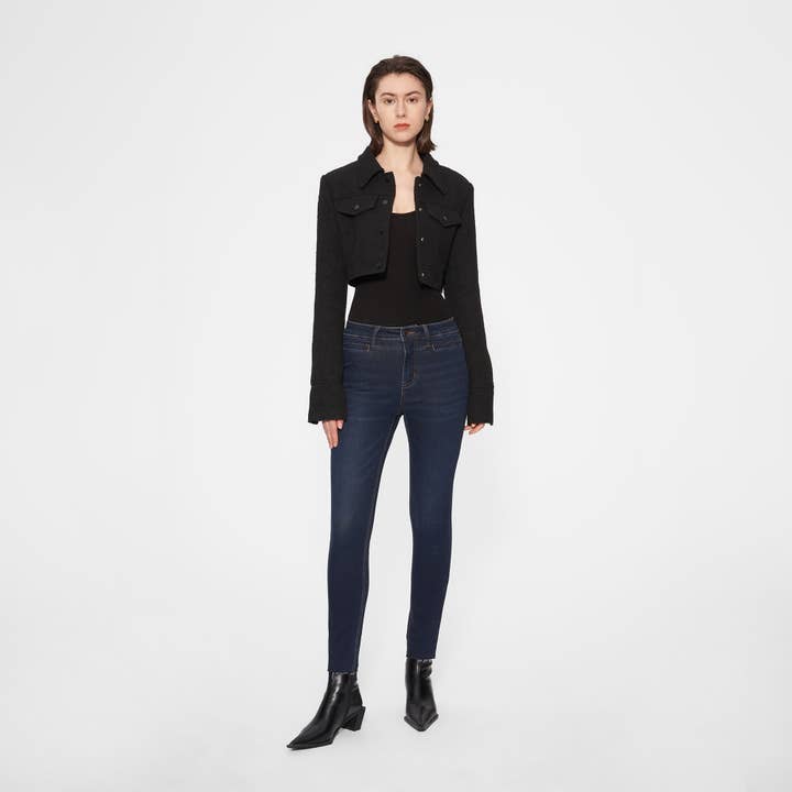 Bayeas Midrise Skinny Jeans with a Raw Hem