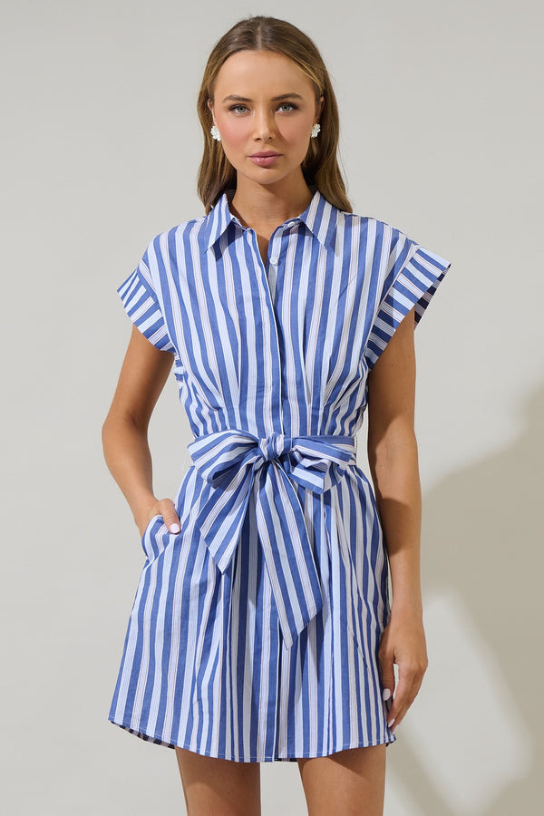 Sugarlips Blue Stripe Shirt Dress