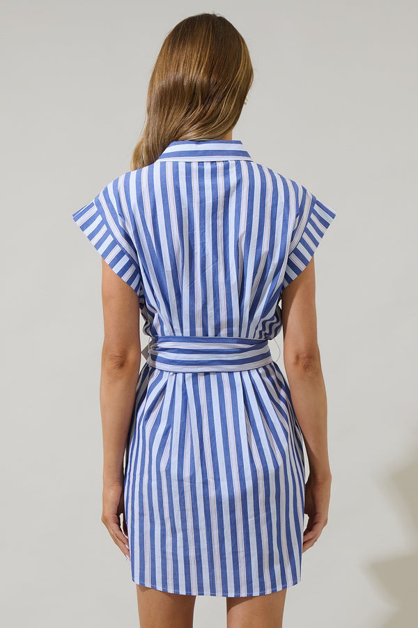 Sugarlips Blue Stripe Shirt Dress