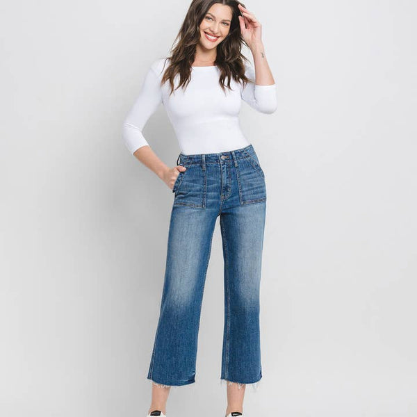 Vervet High Rise Crop Utility Straight Jeans