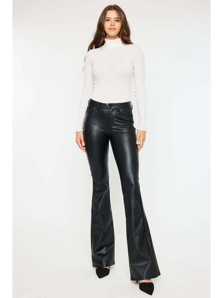 Kan Can Faux Leather Flare Pants