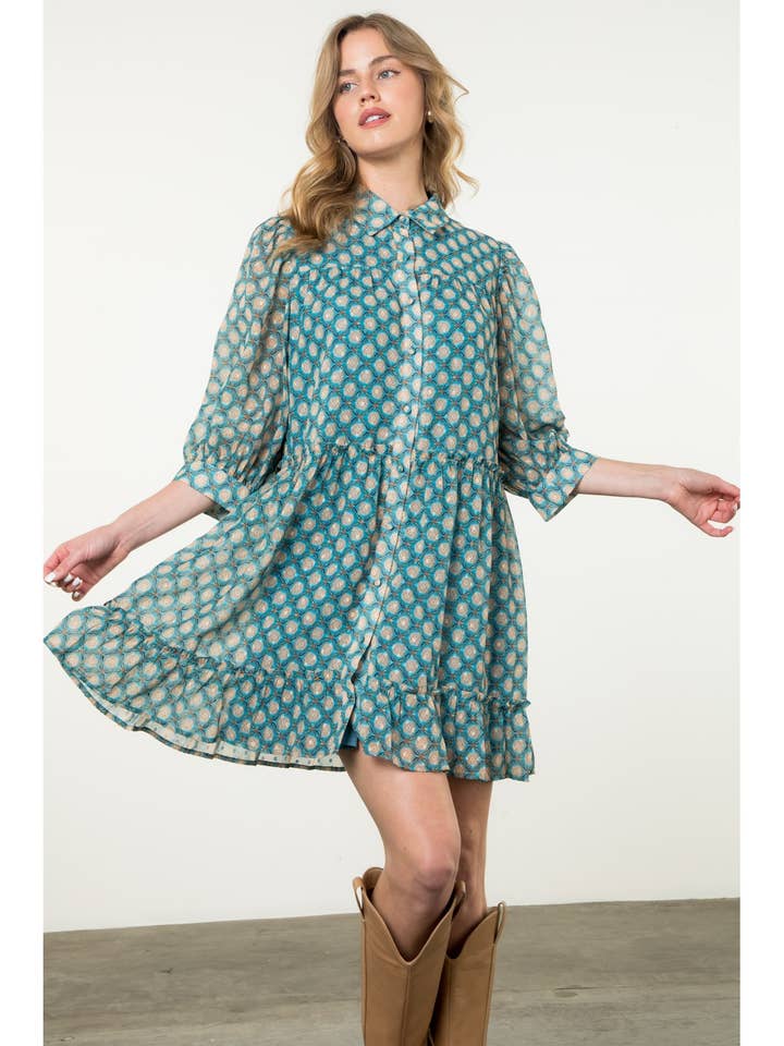 THML Short Sleeve Print Dress