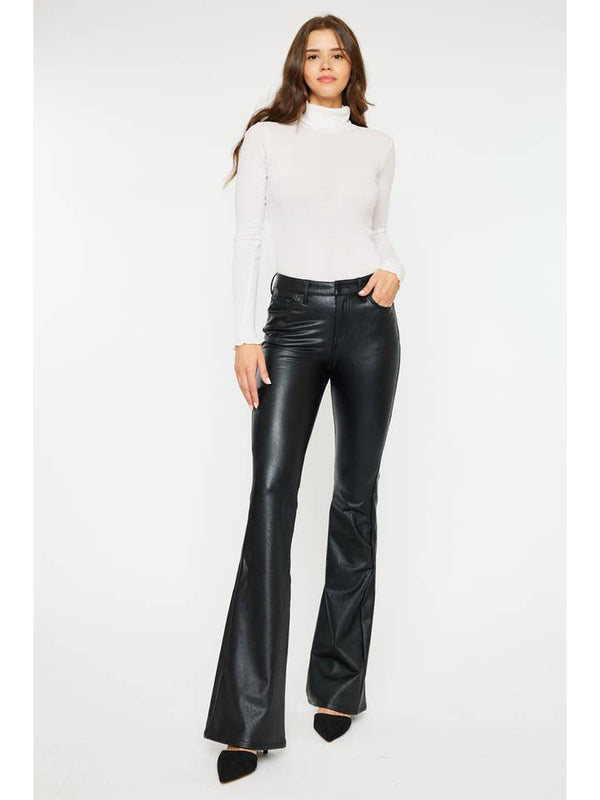 Kan Can Faux Leather Flare Pants