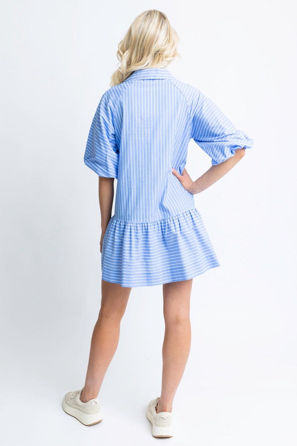 Karlie Stripe Pocket Ruffle Dress
