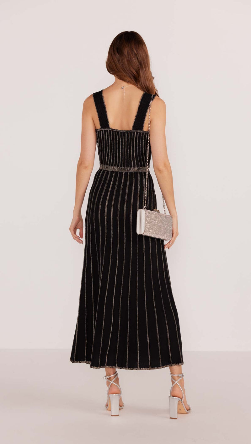 Mink Pink Celia Lurex Stripe Midi Skirt