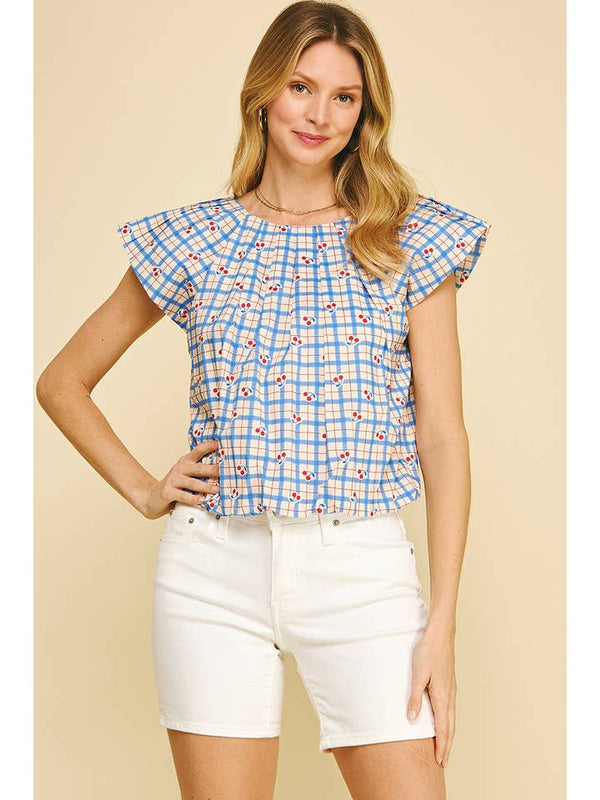 Pinch Cherry Print Top