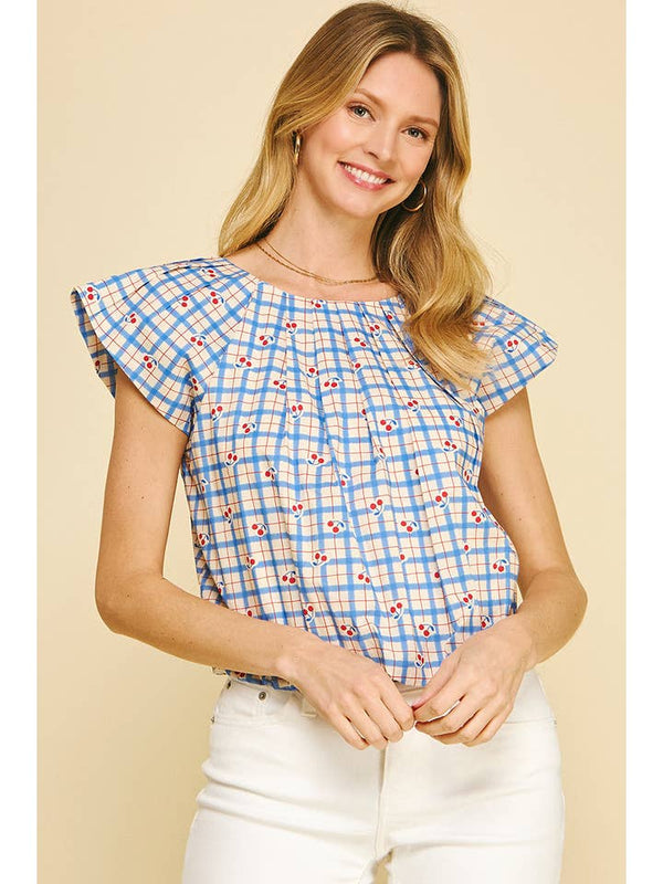 Pinch Cherry Print Top