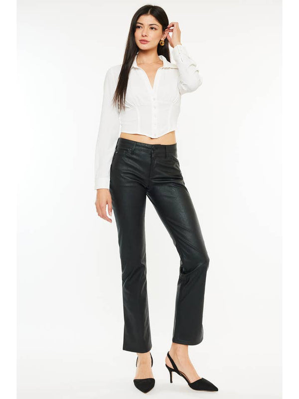 Kan Can Black Faux Leather Pant