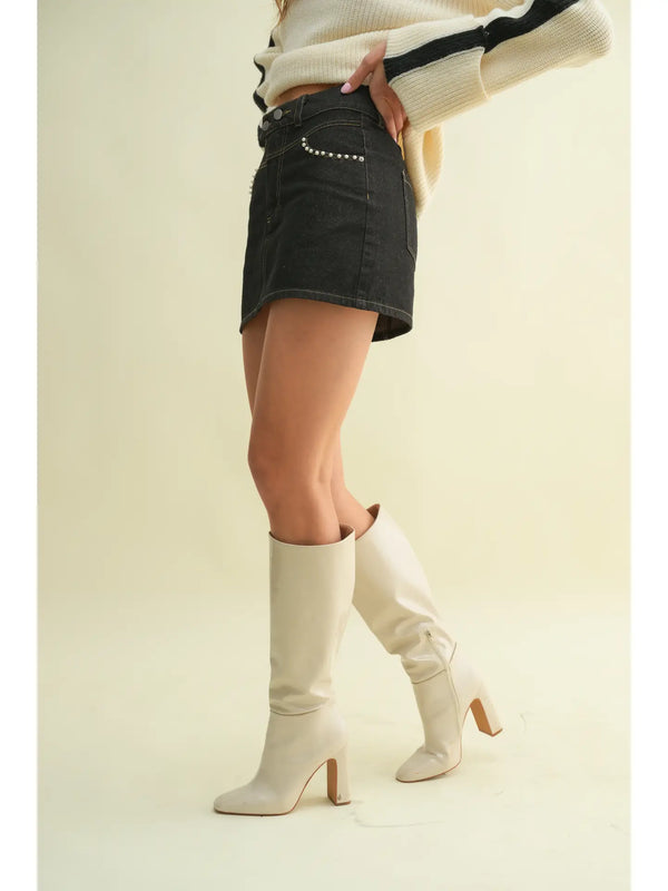 Cloud Ten Pearl Pocket Denim Skirt Preorder