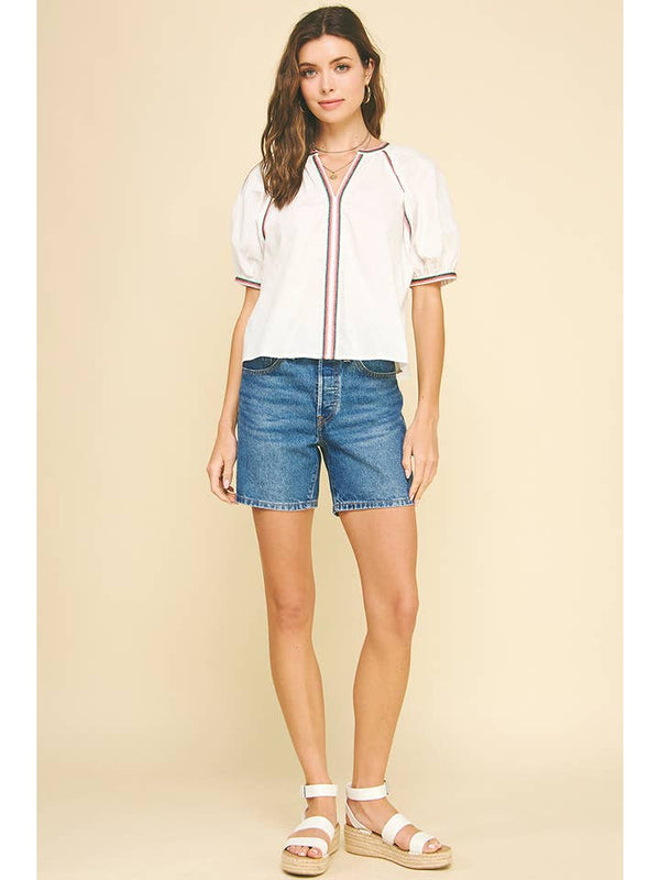 Pinch Contrast Trim Top