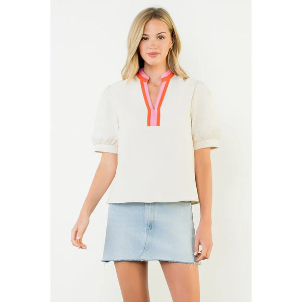 THML Puff Sleeve Cord Top