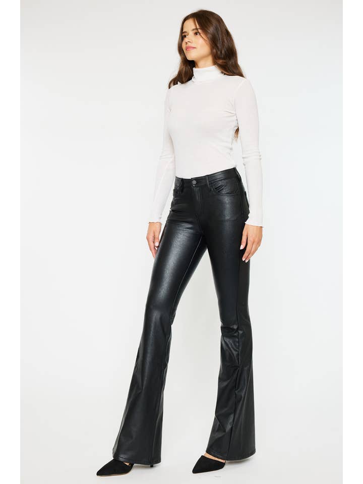 Kan Can Faux Leather Flare Pants