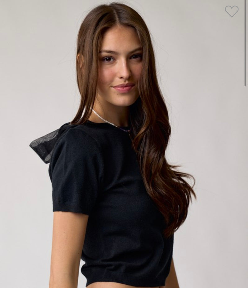 Lalavon Black Sweater with Bow