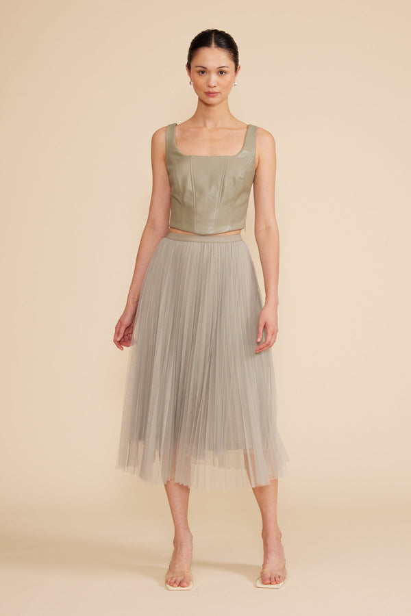 Lucy Paris Sharlene Pleated Tulle Midi Skirt