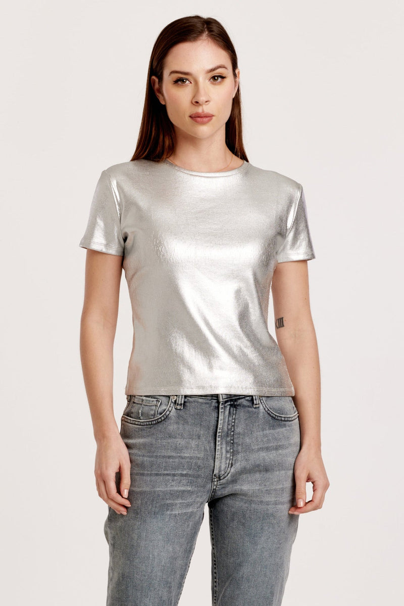 Another Love Bianca Short Sleeve Metalic Top