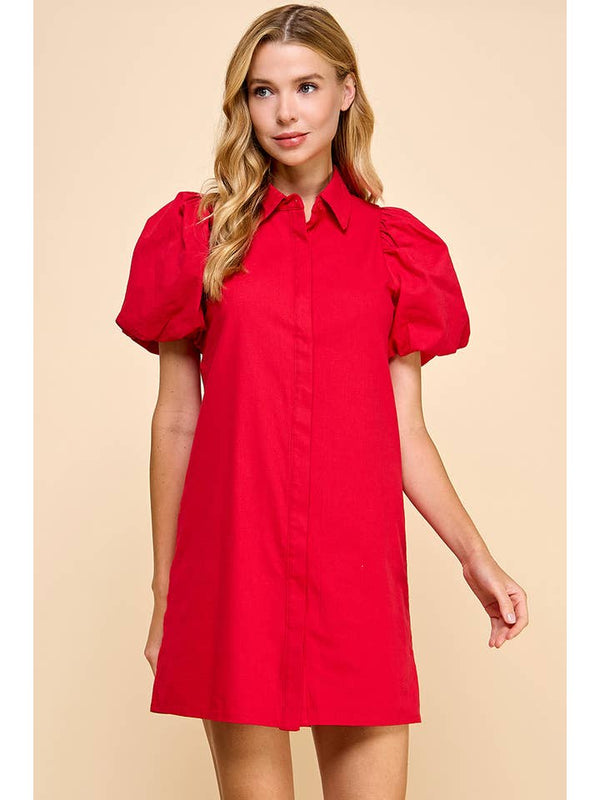 TCEC Red Button Down Dress