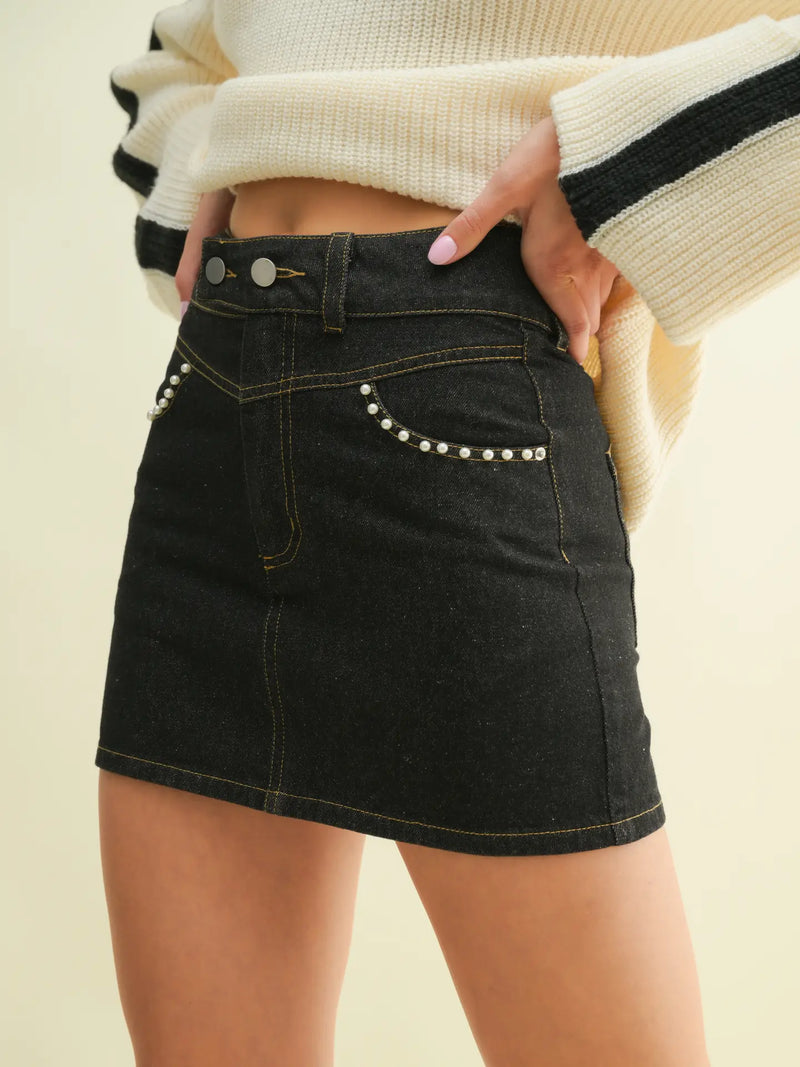 Cloud Ten Pearl Pocket Denim Skirt Preorder
