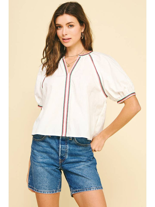 Pinch Contrast Trim Top