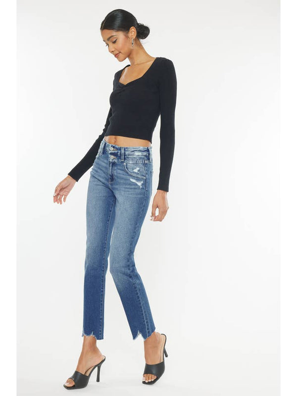 Kan Can High Rise Slim Straight Jean