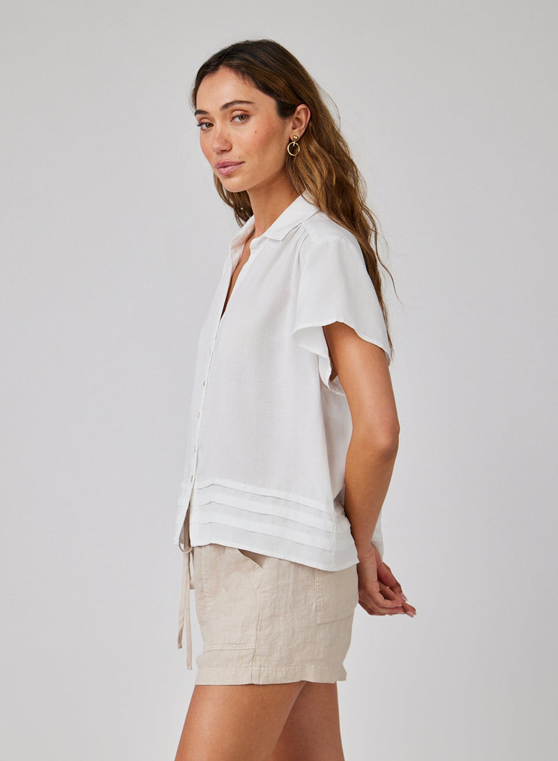 Bella Dahl Cap Sleeve Pintuck Button Down