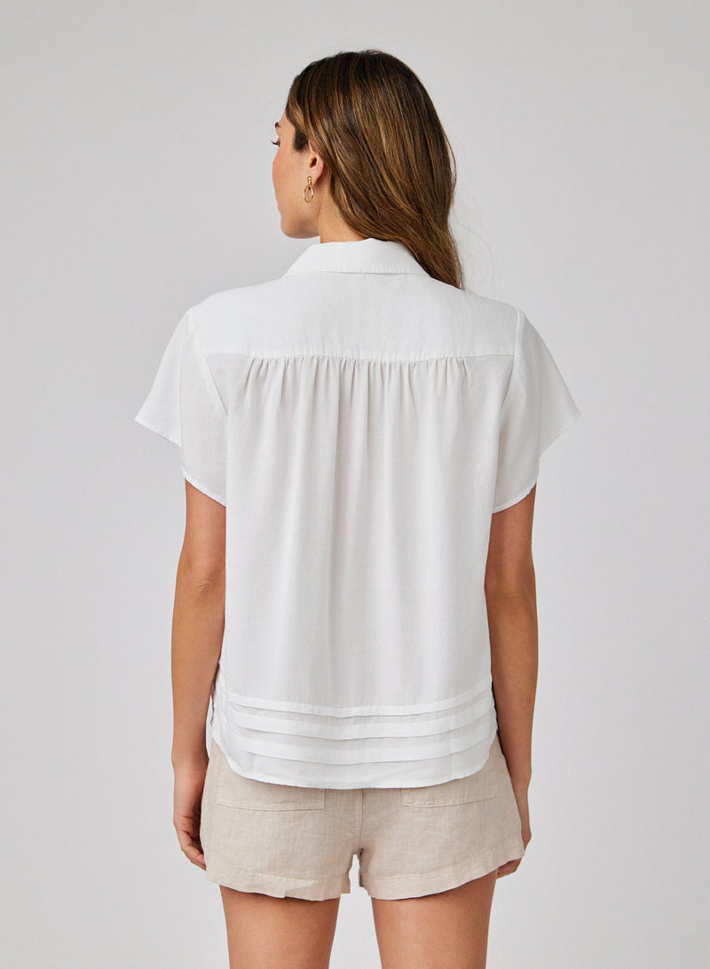 Bella Dahl Cap Sleeve Pintuck Button Down