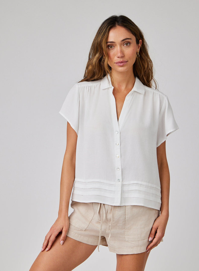 Bella Dahl Cap Sleeve Pintuck Button Down