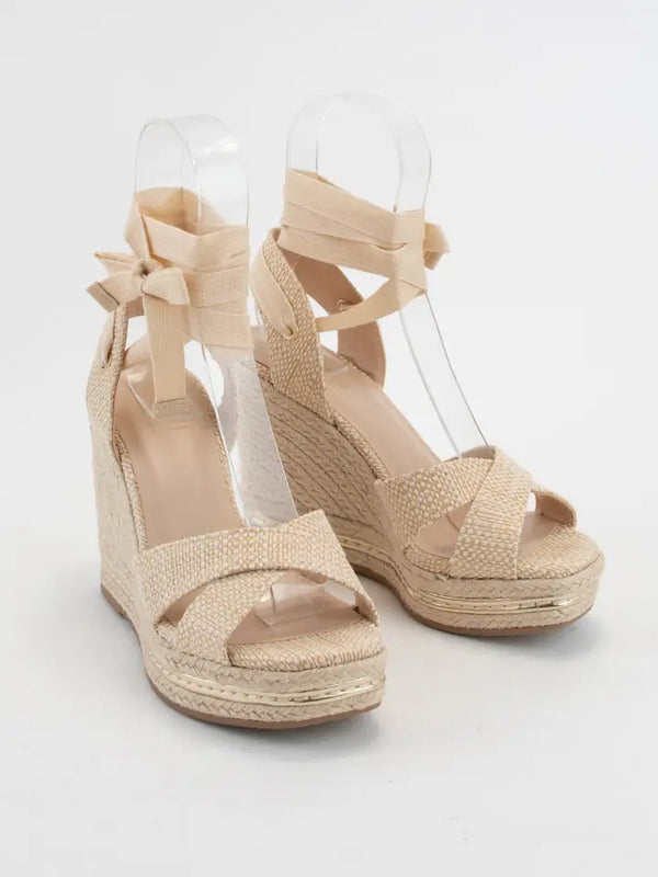 Ccocci Lock Lace Up Style Espadrille Wedge