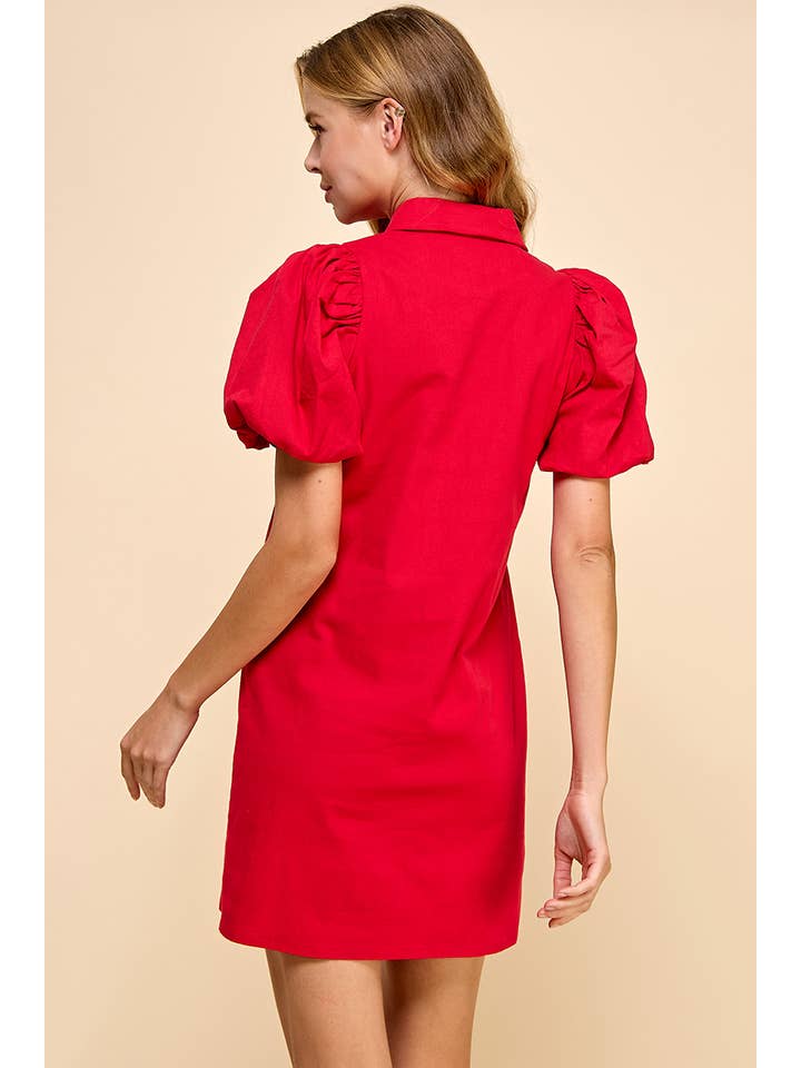 TCEC Red Button Down Dress