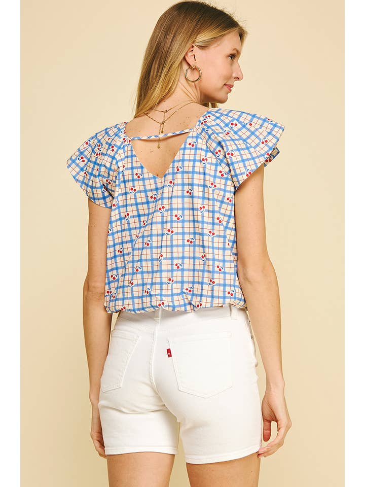 Pinch Cherry Print Top