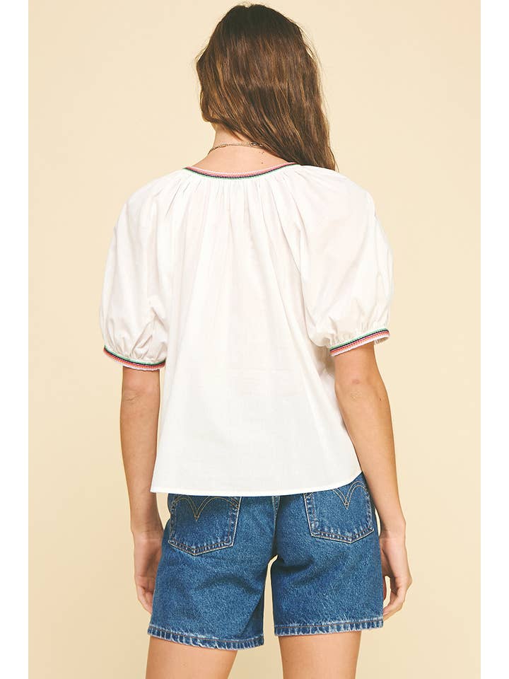 Pinch Contrast Trim Top