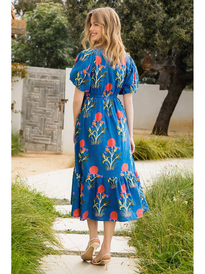 THML Puff Sleeve Floral Maxi Dress