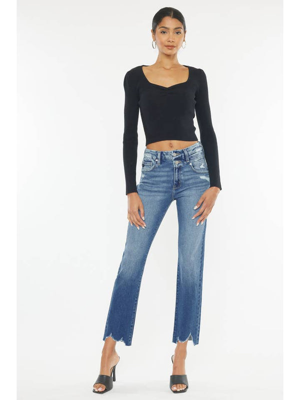 Kan Can High Rise Slim Straight Jean