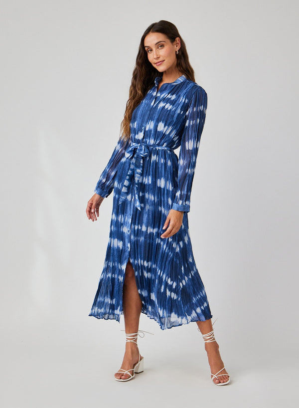 Bella Dahl Long Sleeve Pleated Maxi Dress