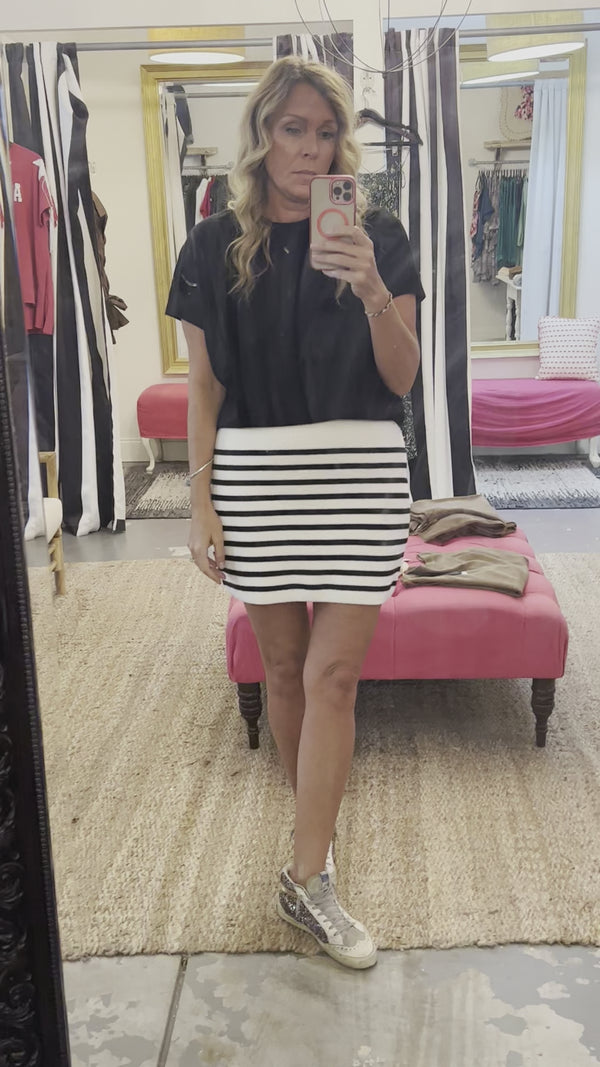 English Factory Knit Striped Mini Skirt